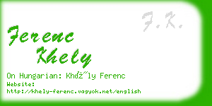 ferenc khely business card